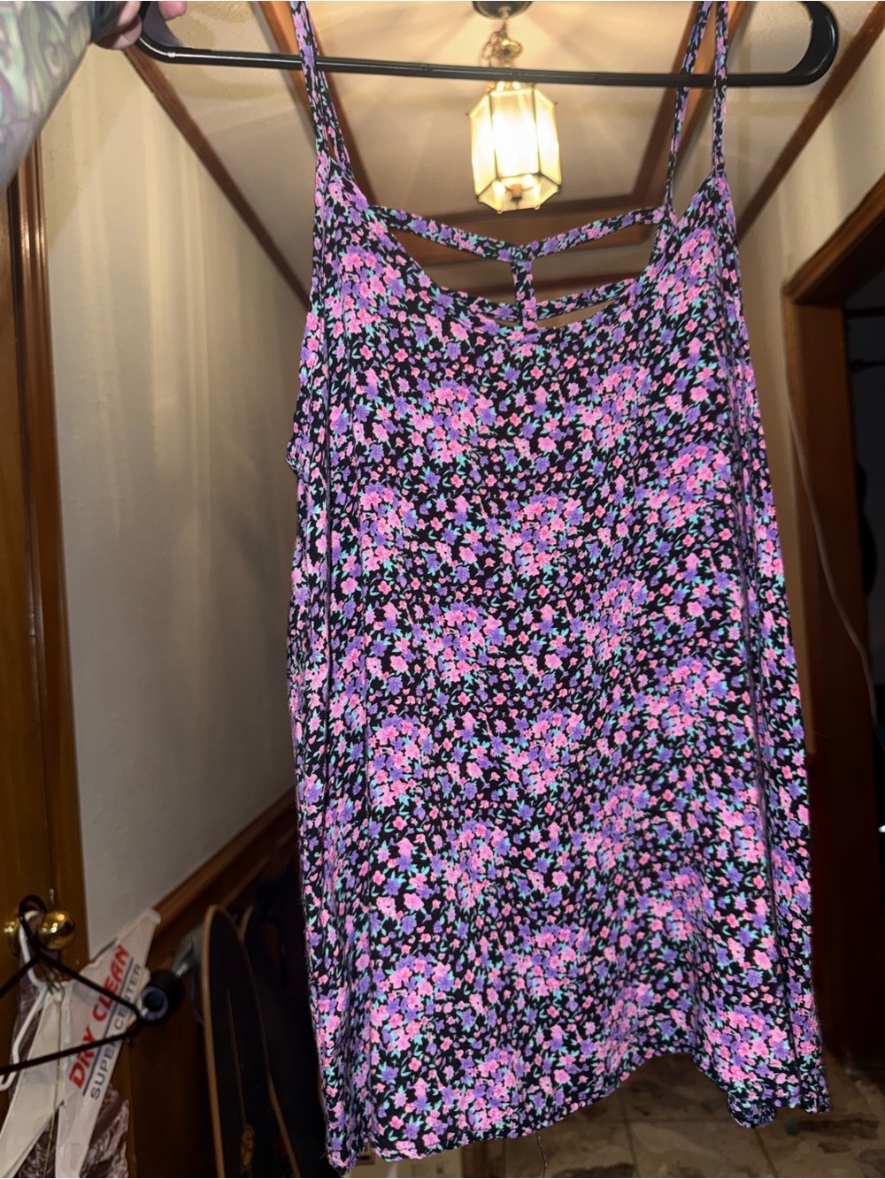 Kirra Black Tank Top with Pink and Purple Floral Print